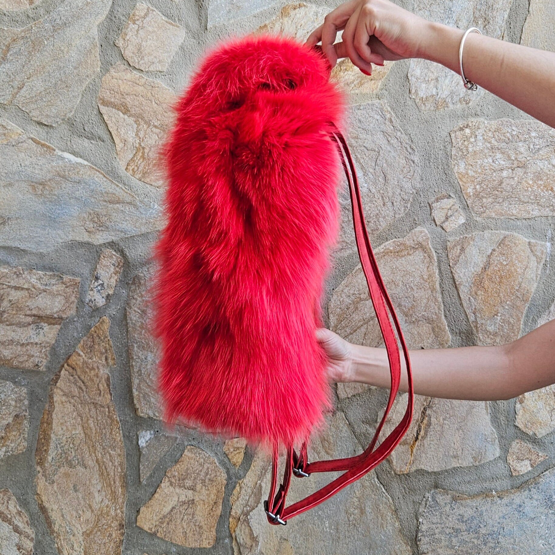 Fur Bag,real Fur Backpack,red Fox Fur Bag - Etsy