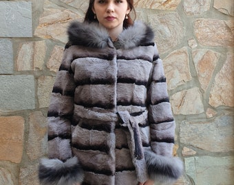 Fur Jacket,real Fur Jacket,trimmed Rabbit- Fox Fur Canada