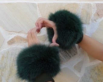 Fur cuffs,real  fur cuffs,fox fur cuffs