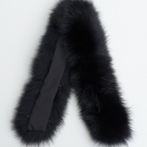 Fur trim for hood, black fox fur collar image 1