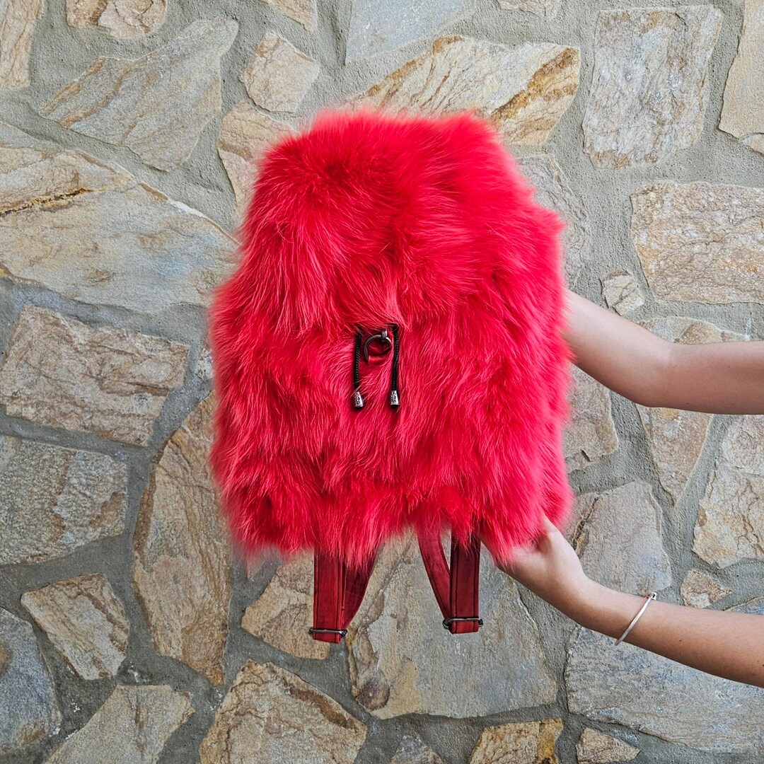 Fur Bag,real Fur Backpack,red Fox Fur Bag - Etsy