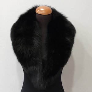 Fur collar, fox fur collar,black fur collar image 5