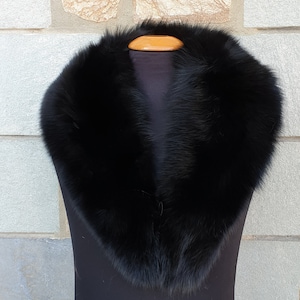 Fur collar, fox fur collar,black fur collar image 2