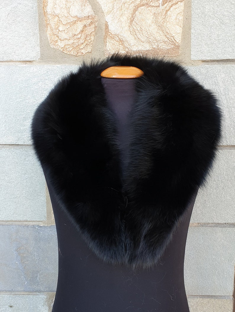 Fur collar, fox fur collar,black fur collar image 2