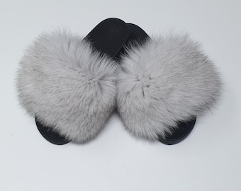 Fur Slides,fur slippers, fluffy fur shoes,fur flip flop,Fur shoes