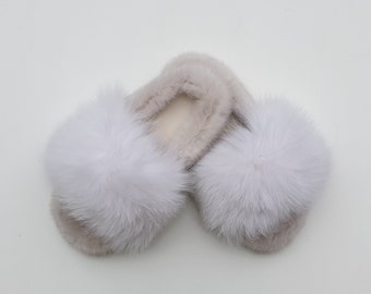 Fur slides,real fur slippers,fox-mink slides