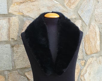 Handmade Black Mink Fur Collar - Made in Greece
