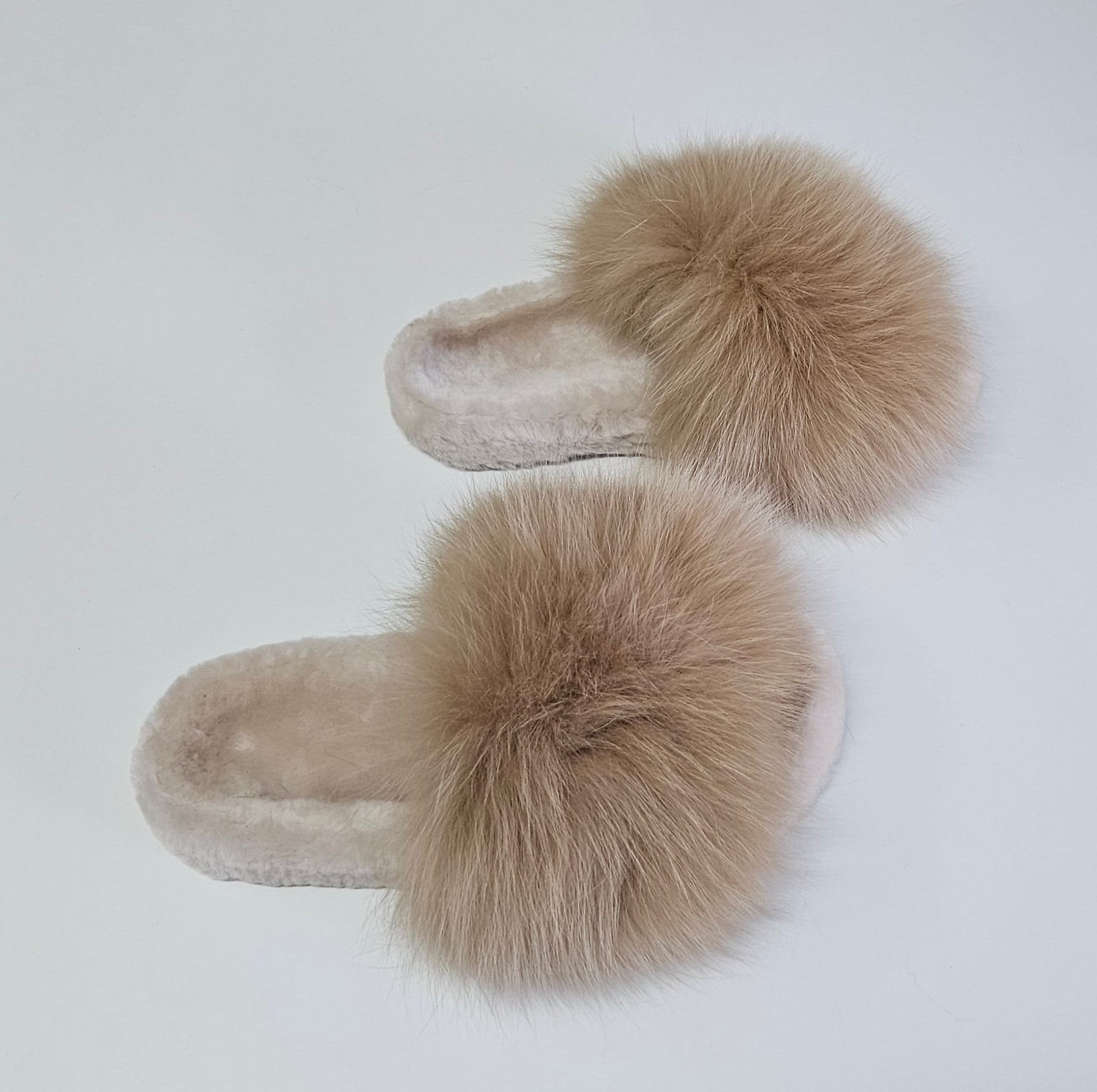 Fur slides,real fox-sheepskin fur slippers,fur slides