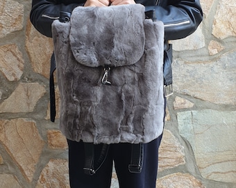 Fur bag,real fur bag,rex rabbit - Genuine leather