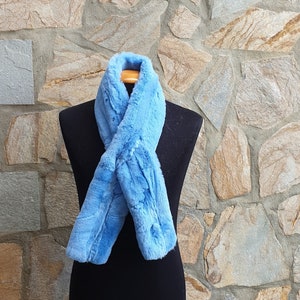 Fur scarf,light blue rex rabbit fur scarf,real fur scarf