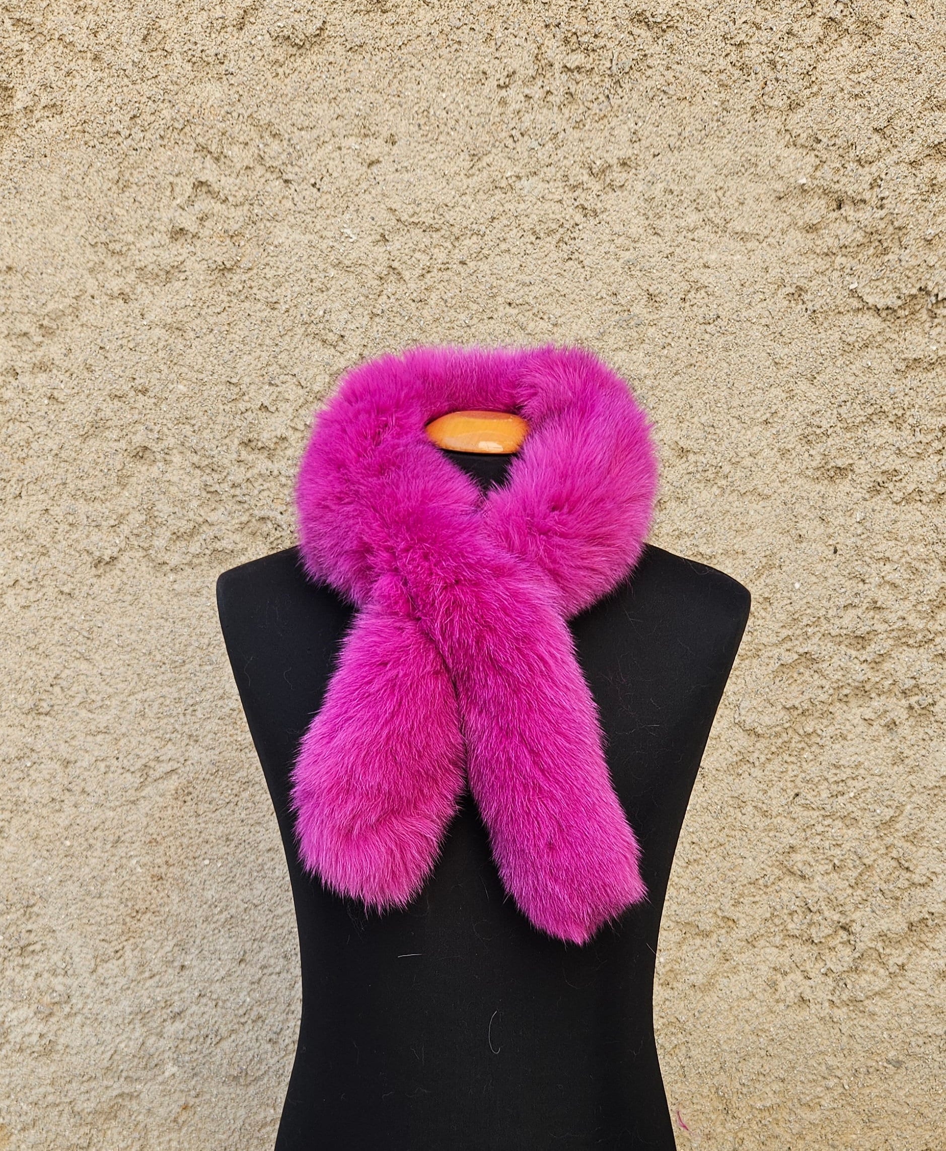 Fur Scarf, Fuchsia Fox Scarf,real Fox Fur - Etsy