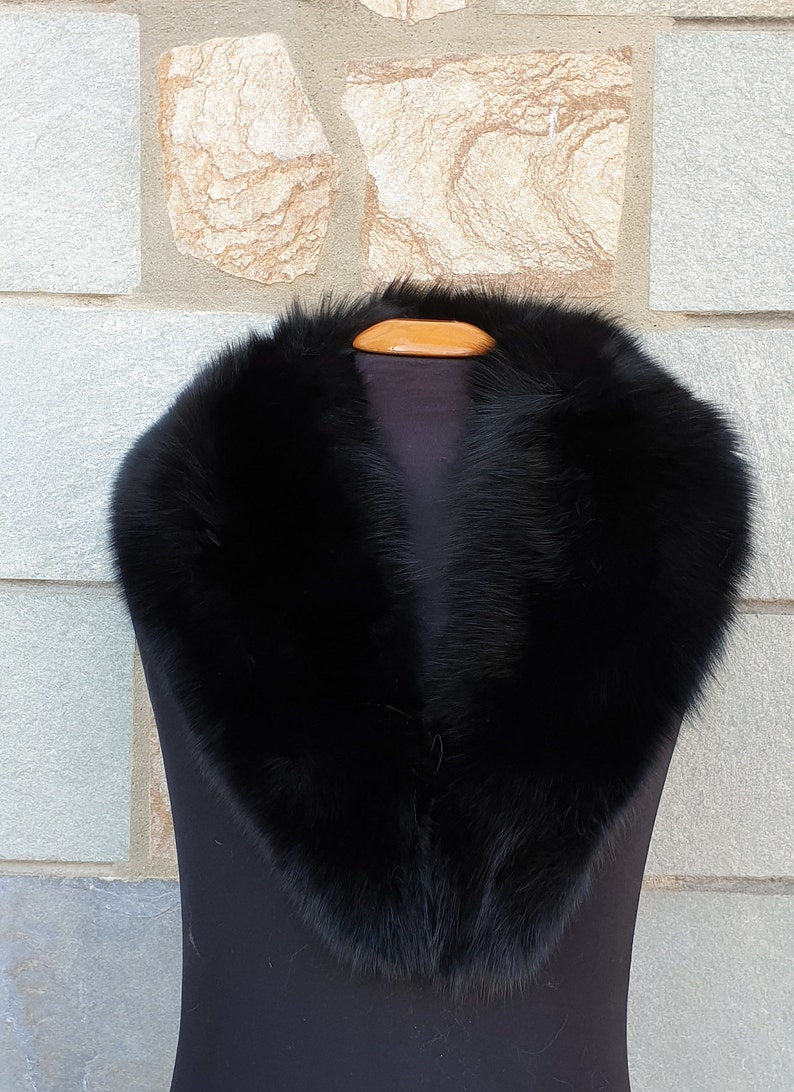 Fur collar, fox fur collar,black fur collar image 9