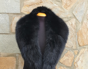 Fur collar,long fox fur collar,black fur collar