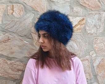 Navy Blue Fur Hat - Etsy Singapore