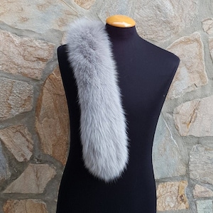 Fur trim for hood,fox fur trim, fur scarf, gray trim for hood, fur collar
