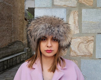 Fur headband,fur neck warmer, fur scarf,real  fin raccoon