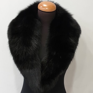 Fur collar, fox fur collar,black fur collar image 1