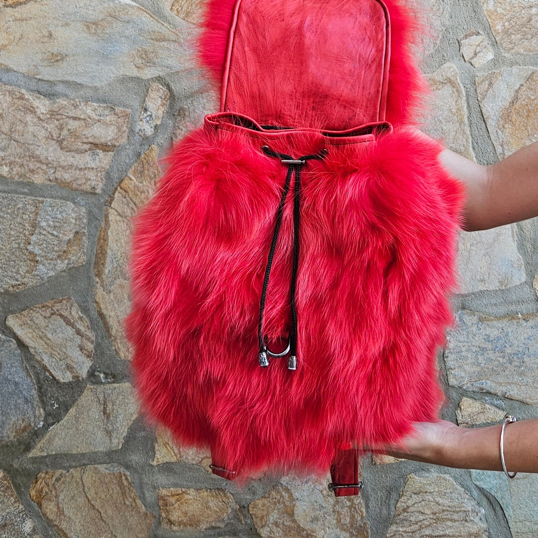 Fur Bag,real Fur Backpack,red Fox Fur Bag - Etsy