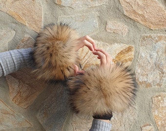 Fur cuffs,fin raccoon fur cuffs,real fur