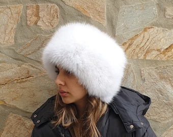 Fur hat,fox fur hat,real white fur hat
