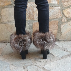 Fur leg cuffs, leg warmers, fur boot cuffs