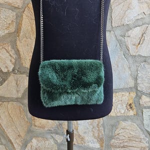 Fur bag,mink fur bag, real green fur bag