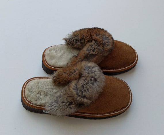 Fur slipperssheepskin slippersreal fur shoes | Etsy