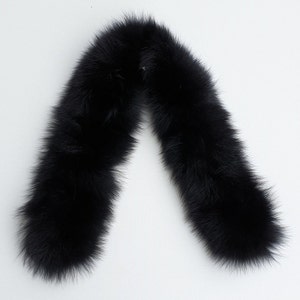 Fur trim for hood, black fox fur collar image 3