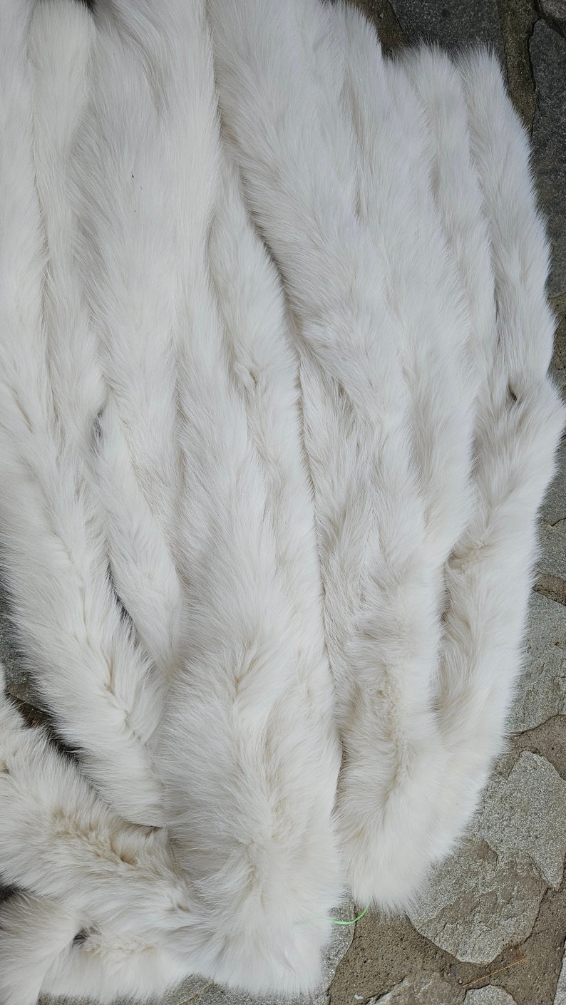 Bande de fourrure, garniture de fourrure de renard, vraies bandes de renard blanc/crème de fourrure image 3