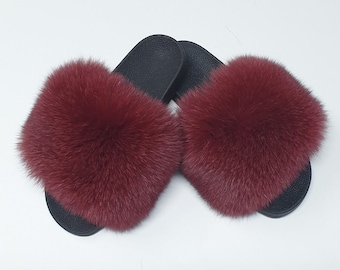 Fur Slides,fur slippers, fluffy fur shoes,fur slippers,raccoon fur slides