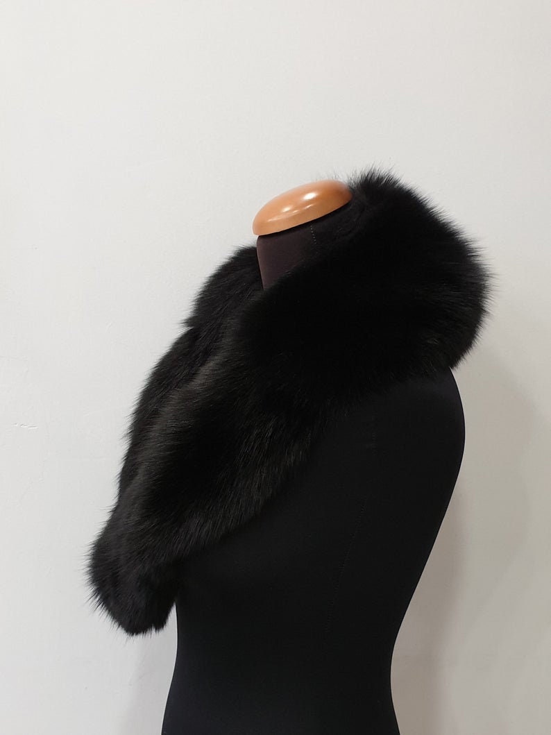 Fur collar, fox fur collar,black fur collar image 3