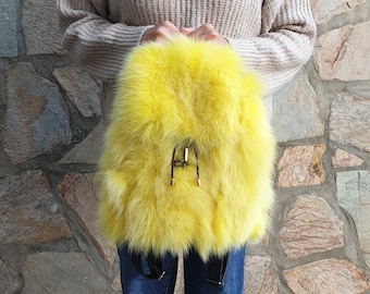 Fur bag,fox bag,yellow fur bag