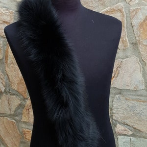 Fur trim for hood, black fox fur collar image 4