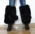 Fur leg cuffs, leg warmers,black fox fur