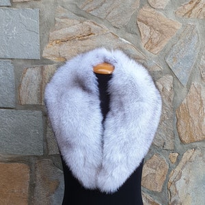 Natural Blue Fox Fur Collar - Handmade in Greece