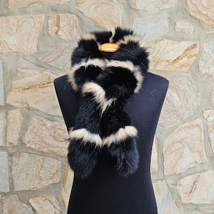 Fur scarf, real fox fur scarf,black fur scarf