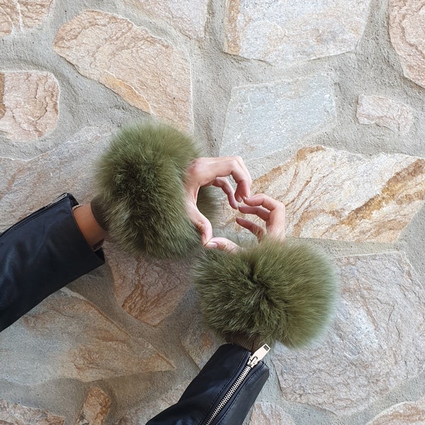 Fur cuffs,real  fur cuffs,fox fur cuffs