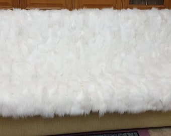 White fox fur blanket,real fur blanket