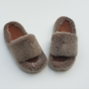 Fur Slides,real Fur Slippers,mink Fur Slides - Etsy