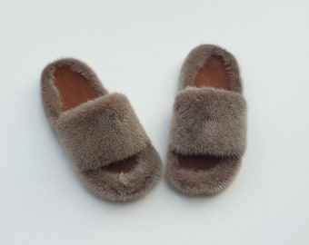 Fur slides,real fur slippers,mink fur slides