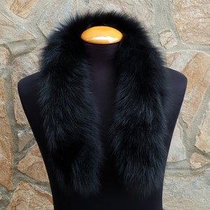 Fur trim for hood, black fox fur collar image 5