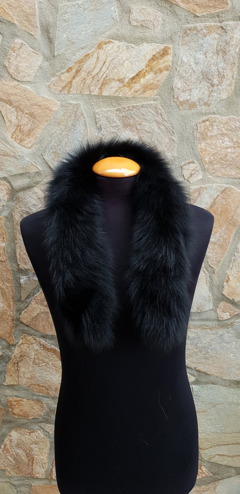 Fur trim for hood, black fox fur collar image 5