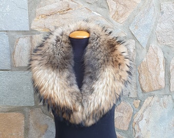 Fur collar, fin raccoon fur collar, fur collar