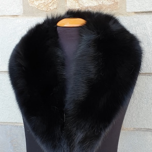 Fur collar, fox fur collar,black fur collar image 8