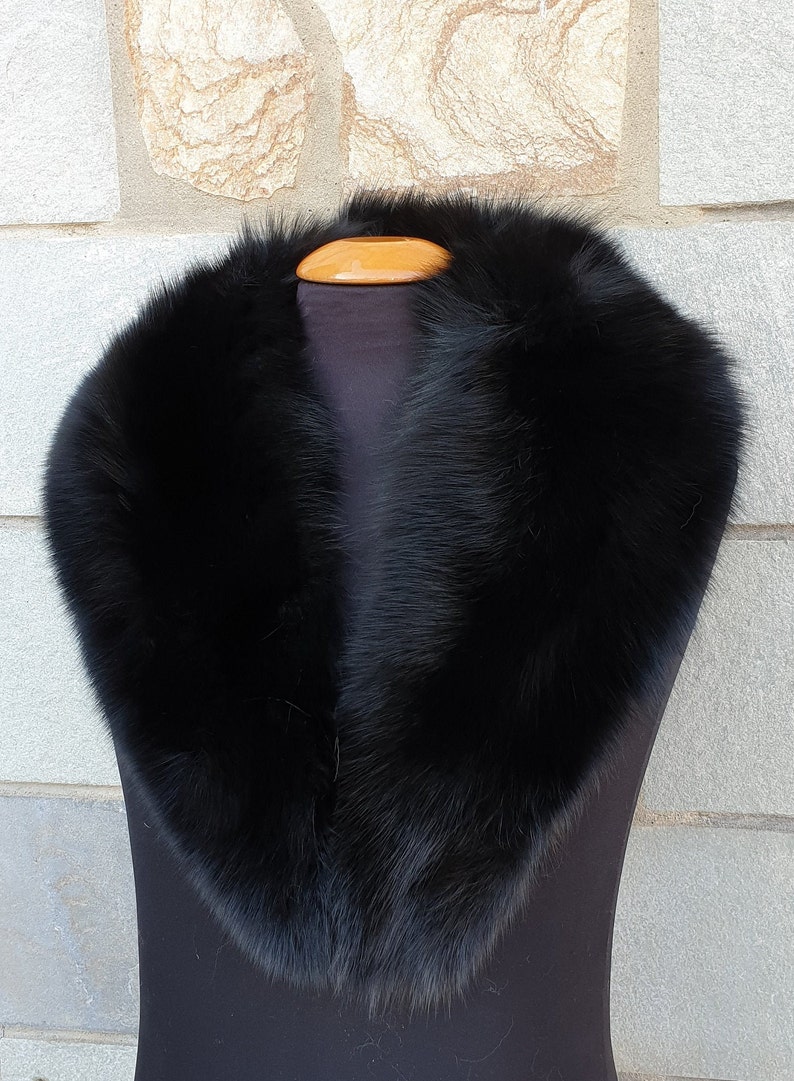 Fur collar, fox fur collar,black fur collar image 8