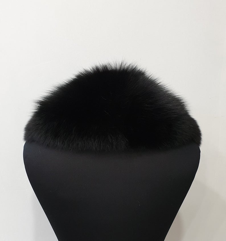Fur collar, fox fur collar,black fur collar image 7