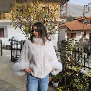 Fur cape,white mink cape,real mink poncho