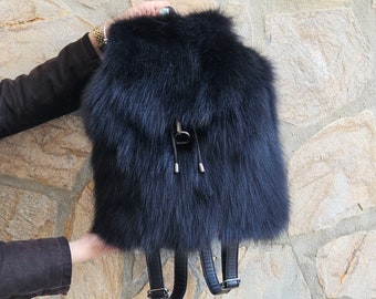 Fur bag,real fur backpack,fox fur bag