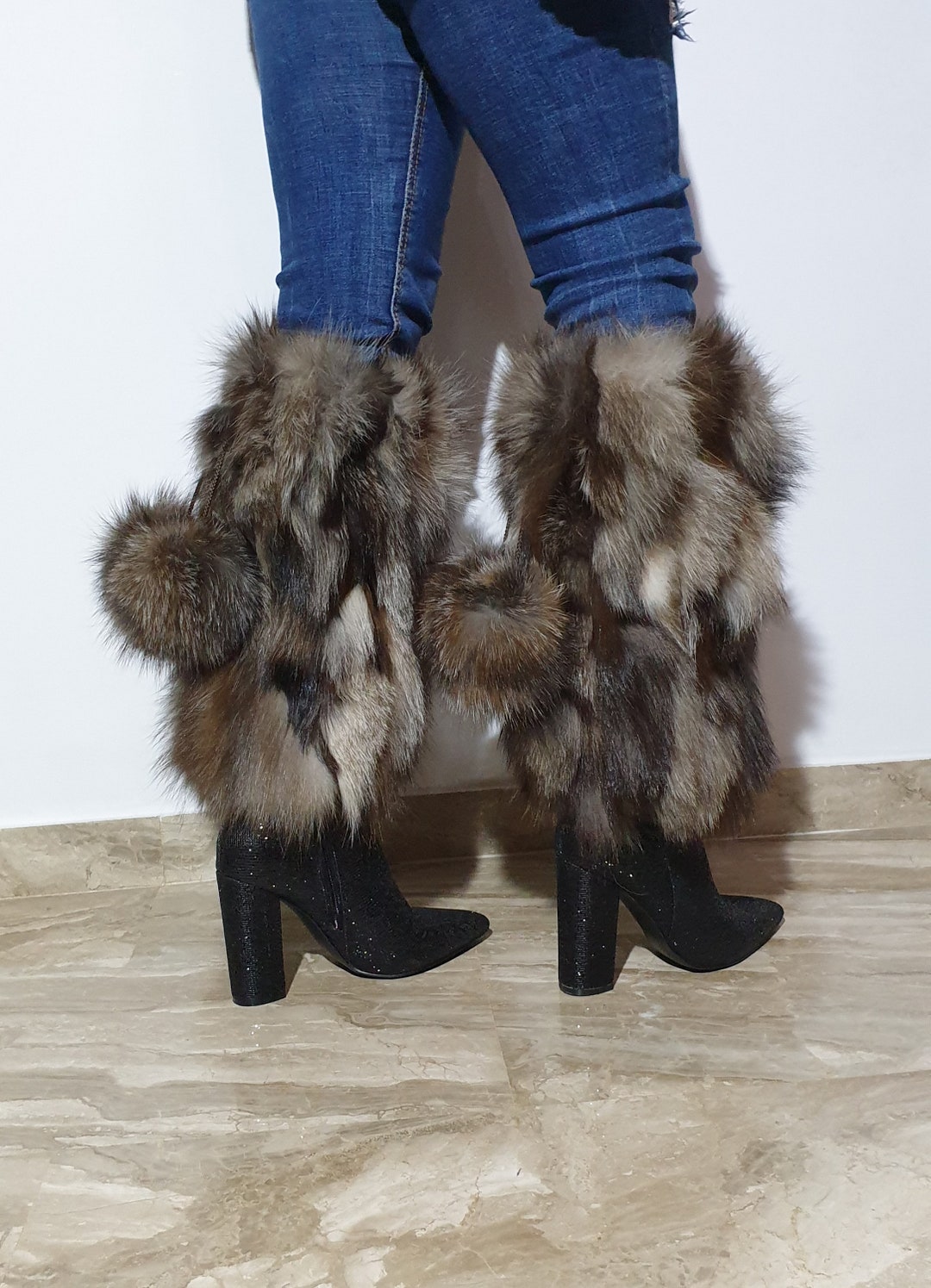 Fur Leg Cuffs Leg Warmerscrystal Fox Fur - Etsy