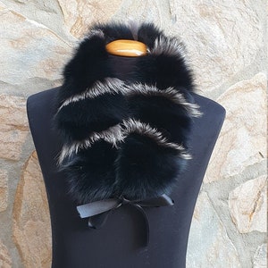 Pelzkragen,Fuchs Pelzkragen,schwarz-silber Fuchs Pelzkragen